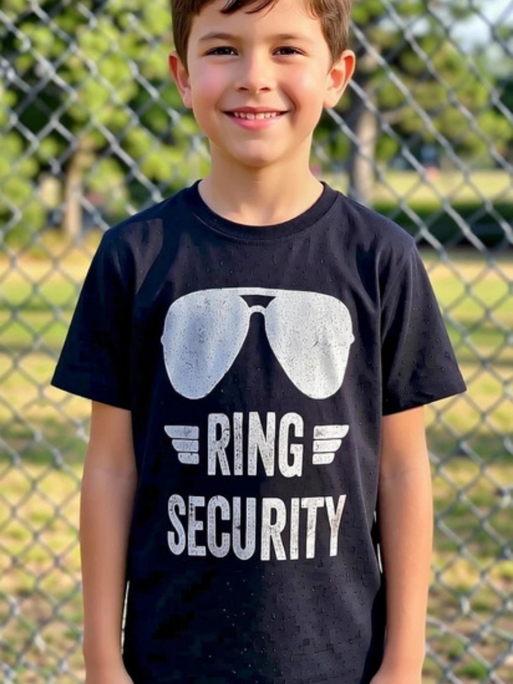 New Kids Graphic Short Sleeve Wedding Ring Bearer T-Shirt - Black & White Sz L